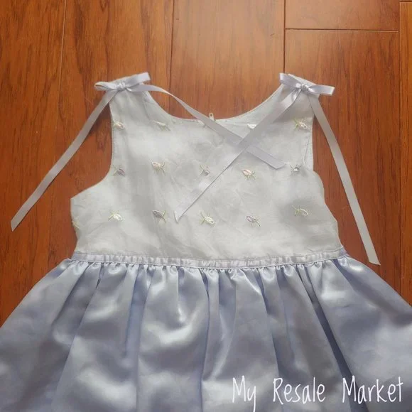 Girls Blue Easter Sunday Spring Dress - Picture 3 of 7